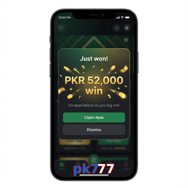 Main screen of Pk777 win page for PK players